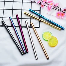 

100Pcs/set Metal Straight Drinking Straw Eco-Friendly Stainless Steel Straw Food Grade Bar Accessories