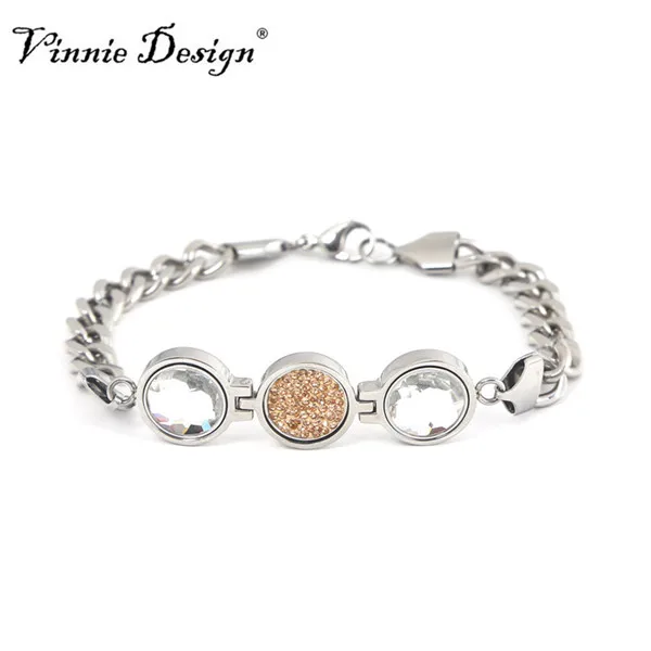 Vinnie Design joyería plata oro rosa oro Color Cambio pulsera con 3 unids intercambiables pequeña Moneda de cristal Vinnie Design joyería plata oro rosa oro Color Cambio pulsera con 3 unids intercambiables pequeña Moneda de cristal