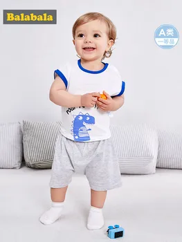 

Balabala Babys 2 Piece Set 3D Dinosaur Short Sleeve Open Shoulder T-shirt Top + Shorts Infant Newborn Baby Clothing Set Outfit