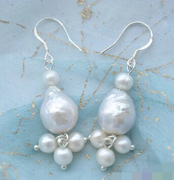 

hot sell new - free shipping 00114 almost round keshi reborn pearl dangle earring