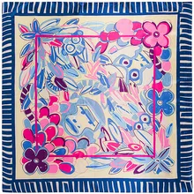 Flowers Monkeys Face Square Scarf Silk Feeling 90cm Scarves Match Apparel Accessory Woman Girl s Add