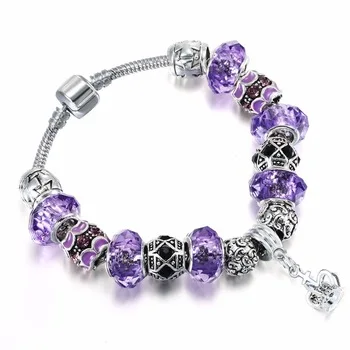 1Pcs  Classic Cross Beads Mens Bracelets Best Friends Purple Crystal Bracelet Male Jewelry Accessories Men