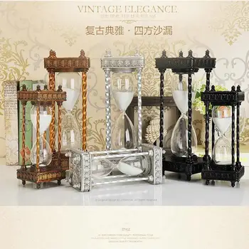

HQ RH02 Retro Type Carving Patterns Metal 30/60Mins Sand Glass Sand Timer Clock Hourglass Tableware Home Decoration