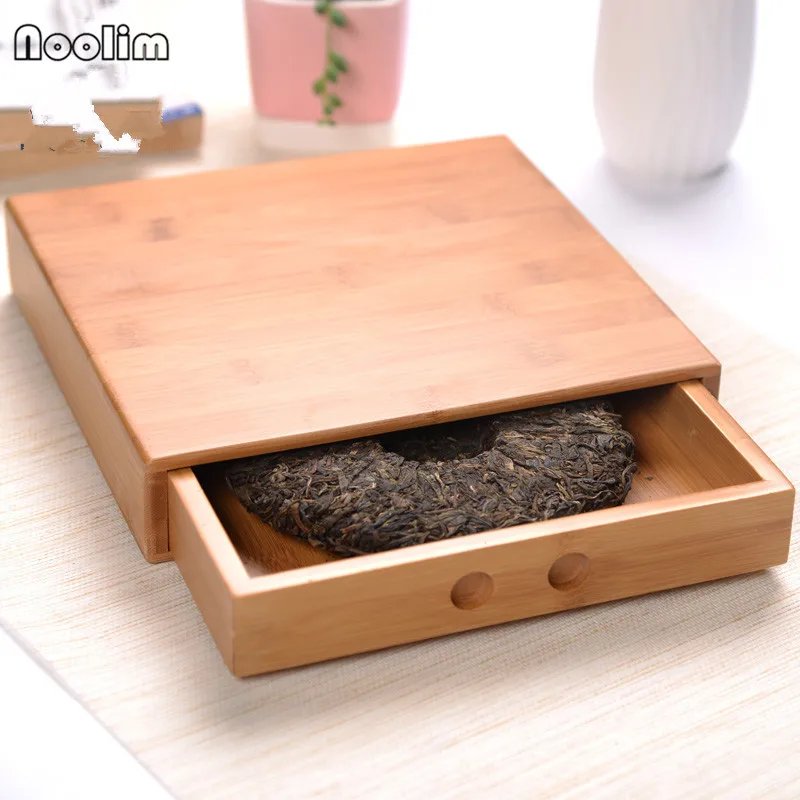 

Natural Bamboo Pu'er Tea Box Handmade Kung Fu Set Creative Drawer Type Teaware Accessories Tea Tray