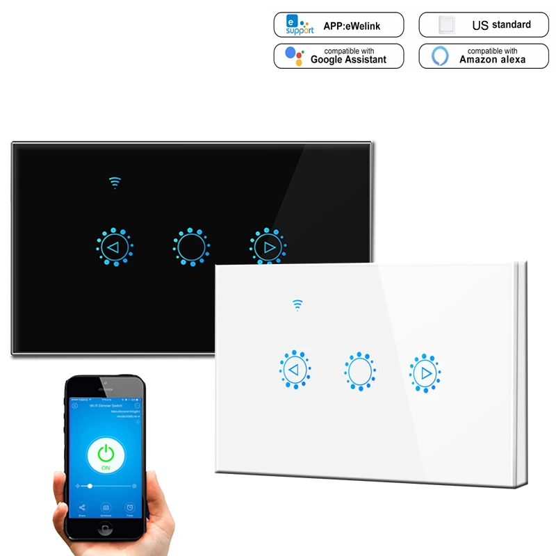 Us Smart Wifi Led Dimmer Switch Glass Panel Remote Control Switch Work