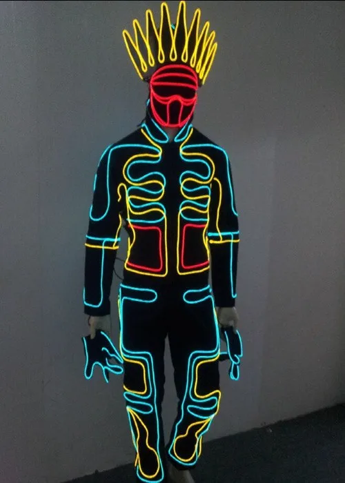 Best Price free shipping led light Clothing robot suit LED kid dance costume Night Clubs Event Party Supplies el led light up Robot