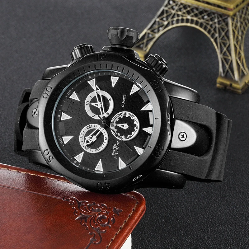 Skone новые мужские спортивные часы маленькие три-декоративная булавка с большим циферблатом силиконовые водонепроницаемые кварцевые часы Повседневная мода