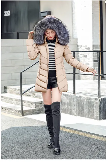 womens winter jackets and coats 2018 Parkas for women 4 Colors Wadded Jackets warm Outwear With a Hood Large Faux Fur Collar -