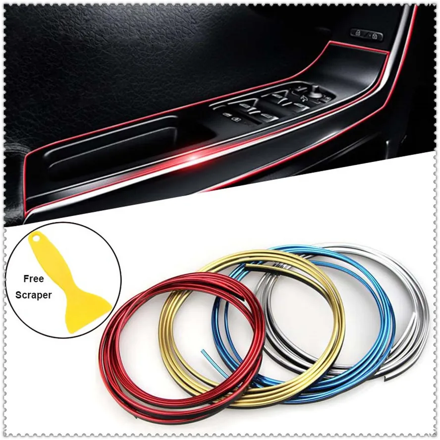 

Car Decoration Strip Dashboard Door Edge Trim Interior Gap line for Peugeot 206 307 406 407 207 208 308 508 2008 3008 4008
