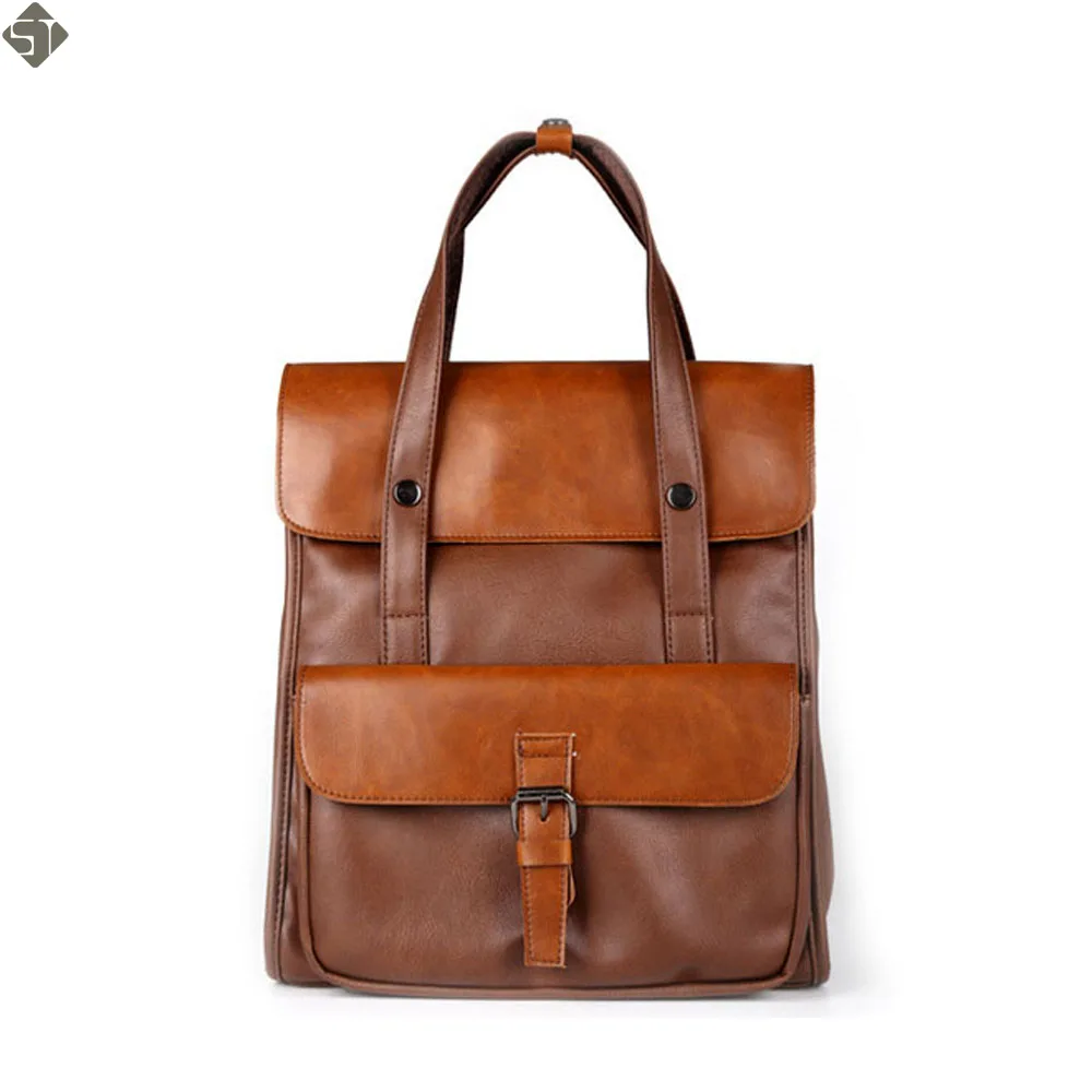 

Fashion Brand Vintage Men Business Backpacks Leather School bag for teenager Casual Travel shoulder bags mochila Rucksack