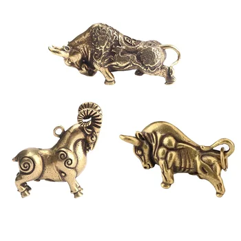 

Handmade Solid Brass Bull EDC Keychain Pendant Key Pendant Zipper Head Accessories Tools Keychain Equipment Outdoor Key Ring