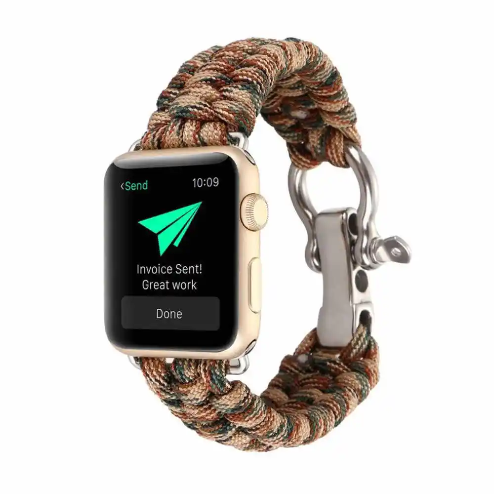 Для iWatch серии 4/2/1 браслет для выживания нейлоновый ремешок на запястье с прочной
