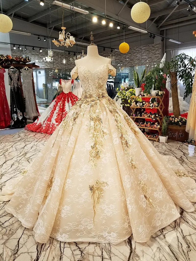 Backlakegirls бокал для шампанского кружевным шлейфом невесты класса люкс с золотистой отделкой длинное свадебное платье Vestidos 2018 хит продаж, для