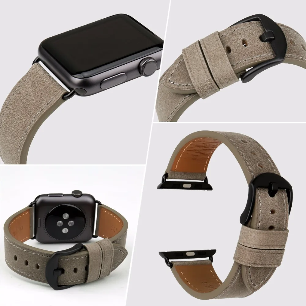 Кожаный ремешок для часов MAIKES Apple Watch 44 мм 40 серии 4 3 2 1 все модели iWatch Band 42 38