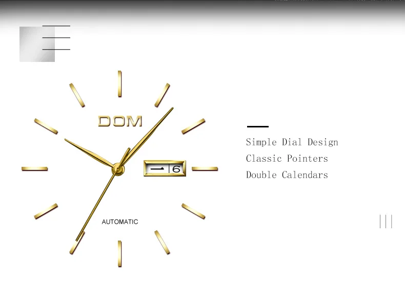 DOM дизайн автоматические мужские часы модные повседневные мужские деловые часы Мужские механические наручные часы Relogio Masculino M-89BK-1M