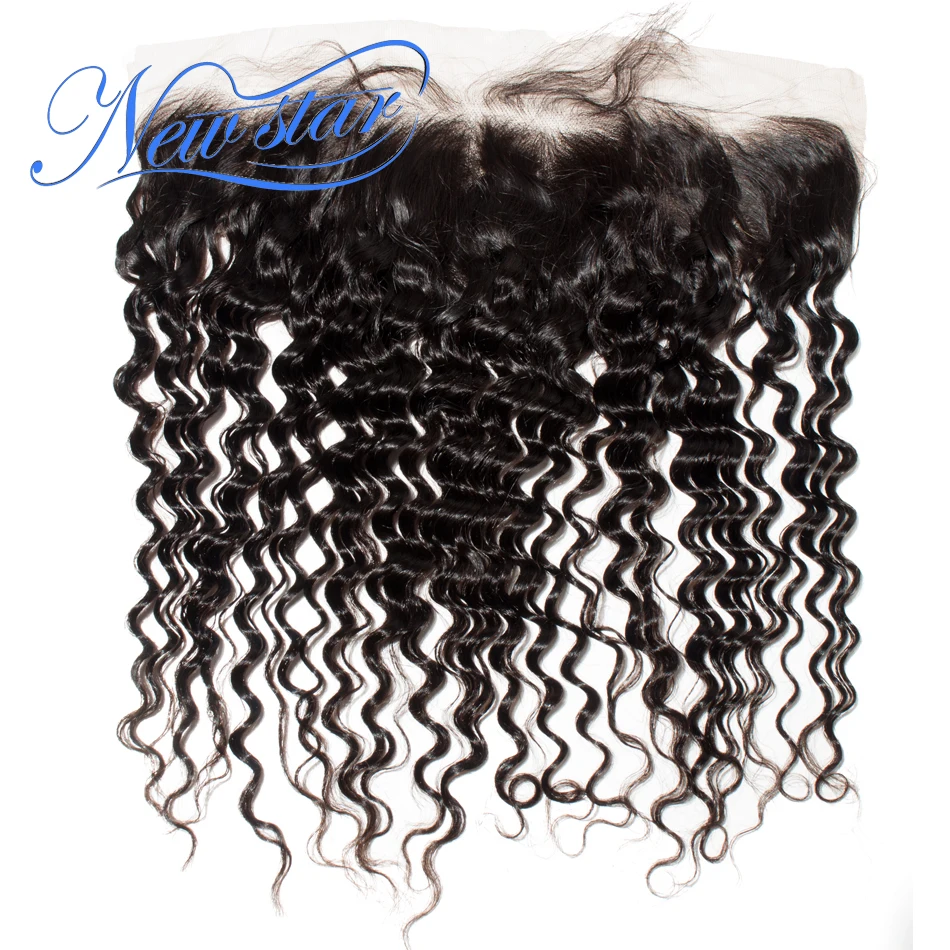 

New Star Brazilian Deep Wave Pre Plucked Lace 13x4 Frontal Closures Free Part Virgin Human Hair With Baby Hair Bleach Knots