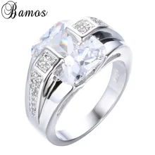 Bamos модные белые прозрачные циркониевые кольца для мужчин и женщин, заполненные серебром 925 пробы, обручальное кольцо, ювелирные изделия для любви, Anillos RS0196