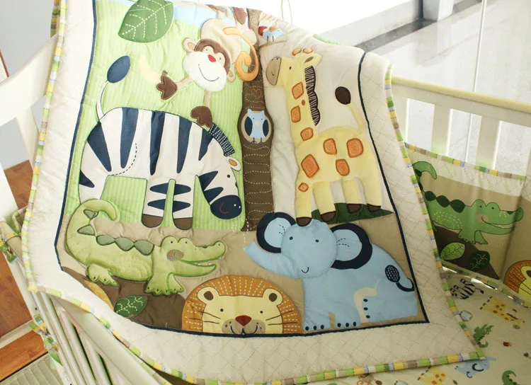 

7PCS embroidery ocean baby bedding set quilt pillow bumper bed sheet crib bedding set,include(4bumper+duvet+bed cover+bed skirt)