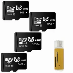 Черный Microsd SD карты памяти 32 GB 64 GB tf карты 4 GB 8 GB 16 Гб microsd с card reader мини-подарок