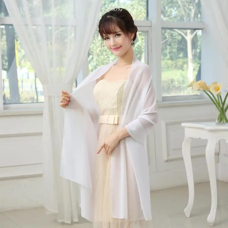Simple Chiffon Wrap Evening Dresses 200*75 CM Long Women Party Cause Scarf Colorfully