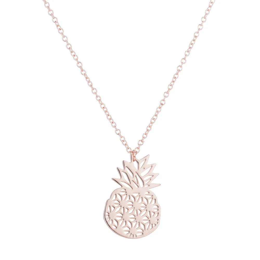 Fruit necklace gold pineapple necklace Tropical jewelry unique necklace geometric food necklace long necklace