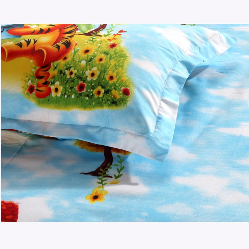 Дисней мультфильм Винни Тигр поросенок детей постельных принадлежностей пододеяльник/плоский лист/наволочки. Постельное белье для детей украшения спальни