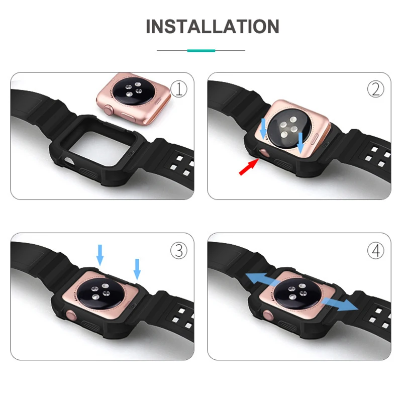 Ремешок для спортивных часов для Apple Watch band Case 44 мм 40 мм iwatch Serie 4 pulseira correa Резиновый ТПУ экран защитный чехол браслет на запястье
