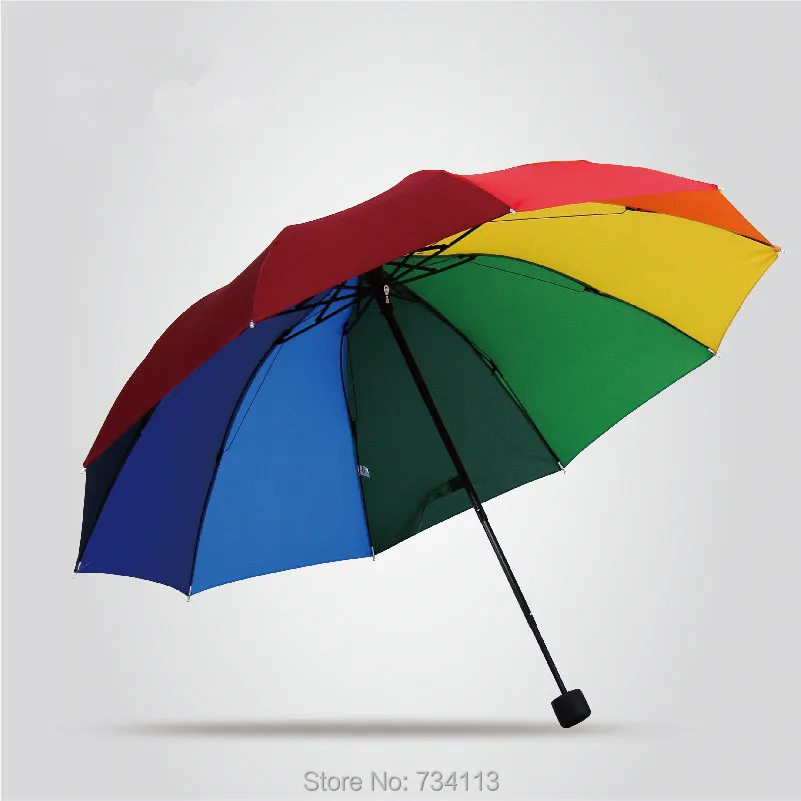 Umbrellas Rainbow 1pcs rainbow umbrella for rainy and sunny 3 folding