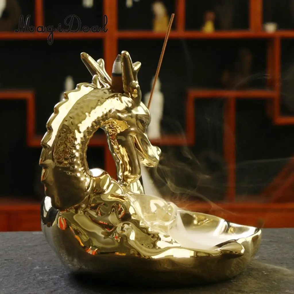 Traditional Chinese Dragon Incense Holder Porcelain Backflow Incense Burner Smoke Tower Incense Burners