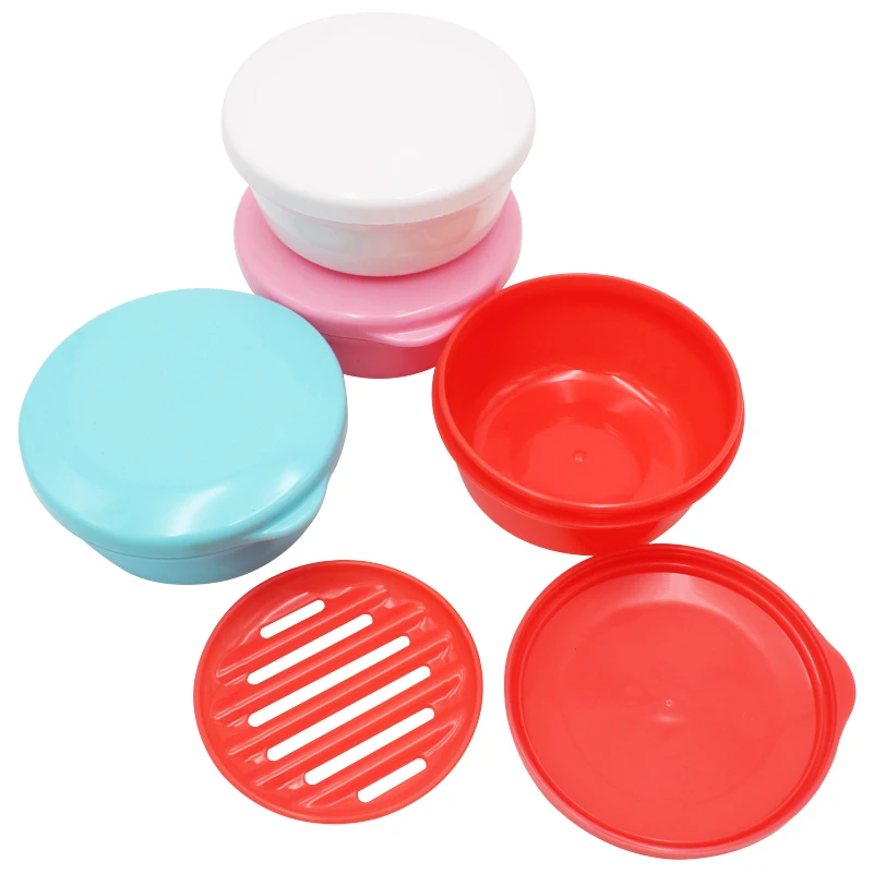 Mini Round Shape Drain Filter Soap Box Travel Home Toilet Soap Dish