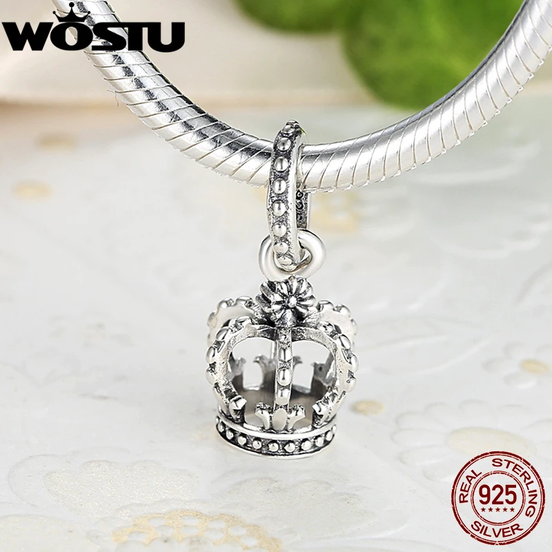 

WOSTU High Quality 925 Sterling Silver Noble Splendor Crown Charm Fit Original Brand Bracelet Pendants Authentic Jewelry FBS019
