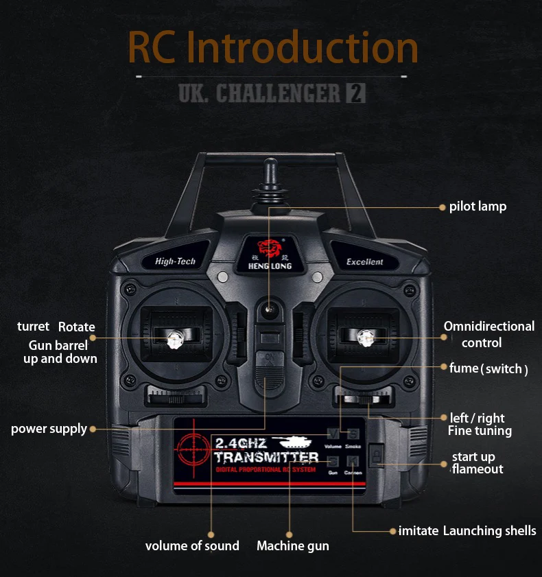 1/16 2,4G smoke British Challenger II can launch cannonball RC battle tank, полностью Металлическая Экипировка, уличная детская игрушка, Подарочный цвет