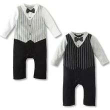 2018 High Quality Trendy Baby Boy Wedding Formal Party Bow Tie Tuxedo Suit Romper Jumpsuit Outfit Clothes