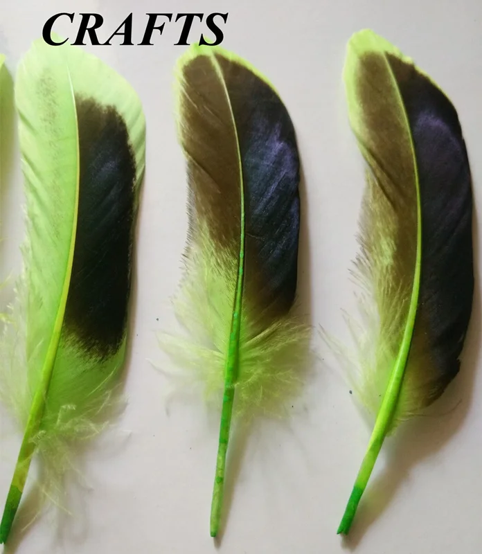 Распродажа 10 шт. натуральные дикие утиные перья, 4-6 дюймов/10-15 см, декоративные поделки своими руками - Цвет: green