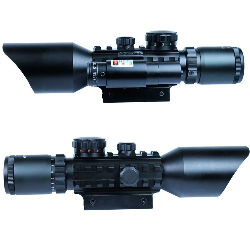 3-10x40-Tactical-Rifle-Scope-Red-Laser-Dual-illuminated-Mil-dot-w-Rail-Mounts-Combo-Airsoft (4)