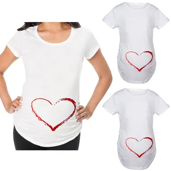 

Summer Pregnancy Cotton Shirt Women Short Sleeve O-Neck Blouse Ladies Printed Pregnancy Tops Long T-Shirt Enfermera Plus Size