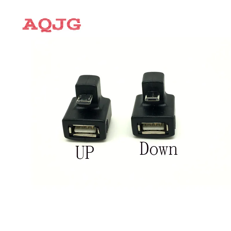 

180 Degree Up Down Right Angled V8 Micro USB to USB 2.0 Female Extension Adapter connector for Cell Phone & Android Tablet