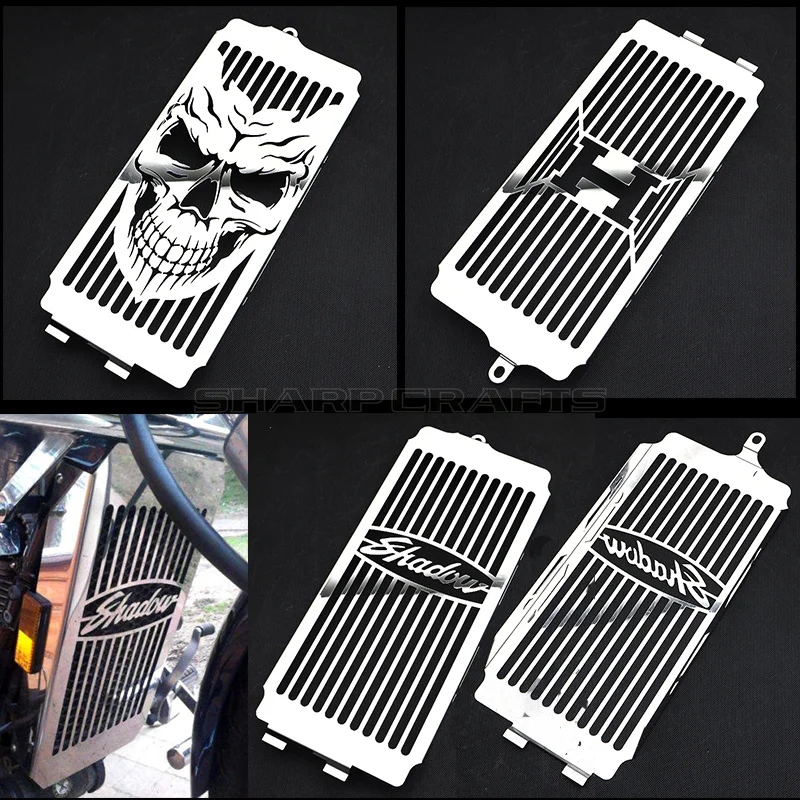 STAINLESS RADIATOR GRILL GUARD COVER 98-03 HONDA SHADOW VT750 C2 & BLACK WIDOW 