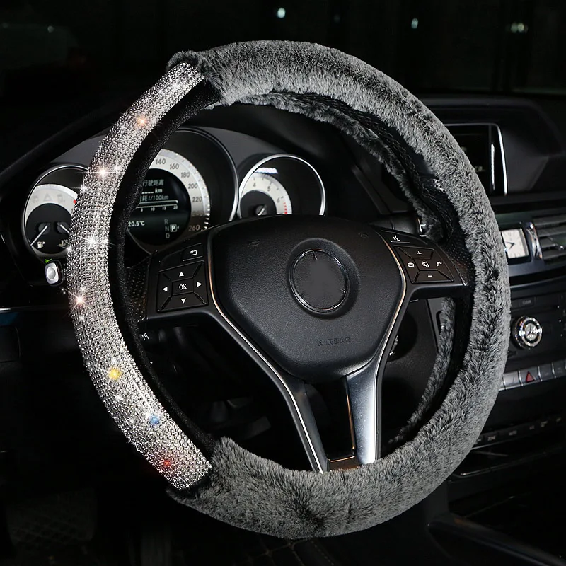 Color C New Winter Soft Car Steering Wheel Cover