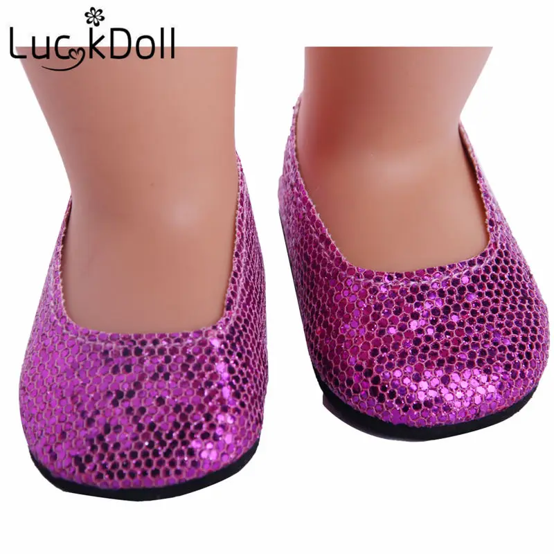 

LUCKDOLL Pure Color Shiny Shoes Fit 18 Inch American&43 CM Baby Doll Clothes Accessories,Girl's Toys,Generation,Birthday Gift