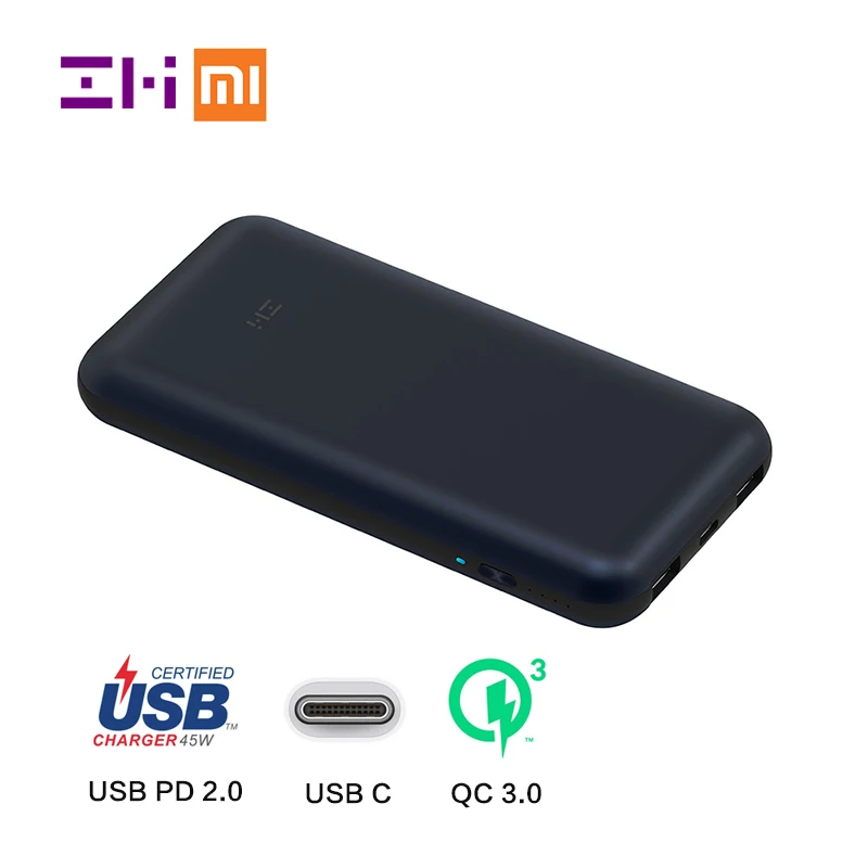 Внешний аккумулятор Xiaomi ZMI 15000 мАч USB PD 2 0 быстрая зарядка 3 с разъемом Type-C для