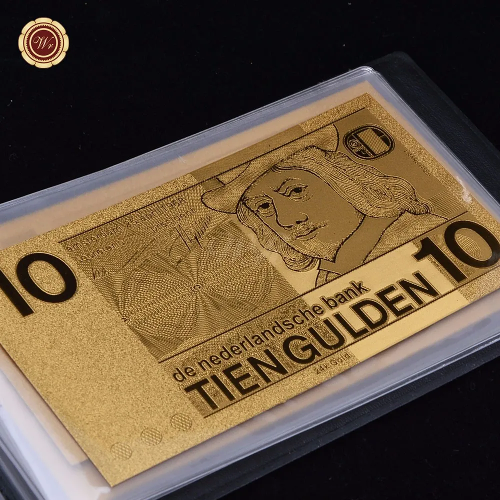Голландская Золотая Банкнота с золотым сертификатом с альбомом позолоченная фоторамка
