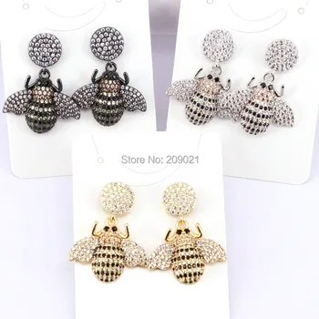

4Pairs Fashion Micro pave CZ Wholesale dangle earrings High quality insect earrings jewelry gift for women