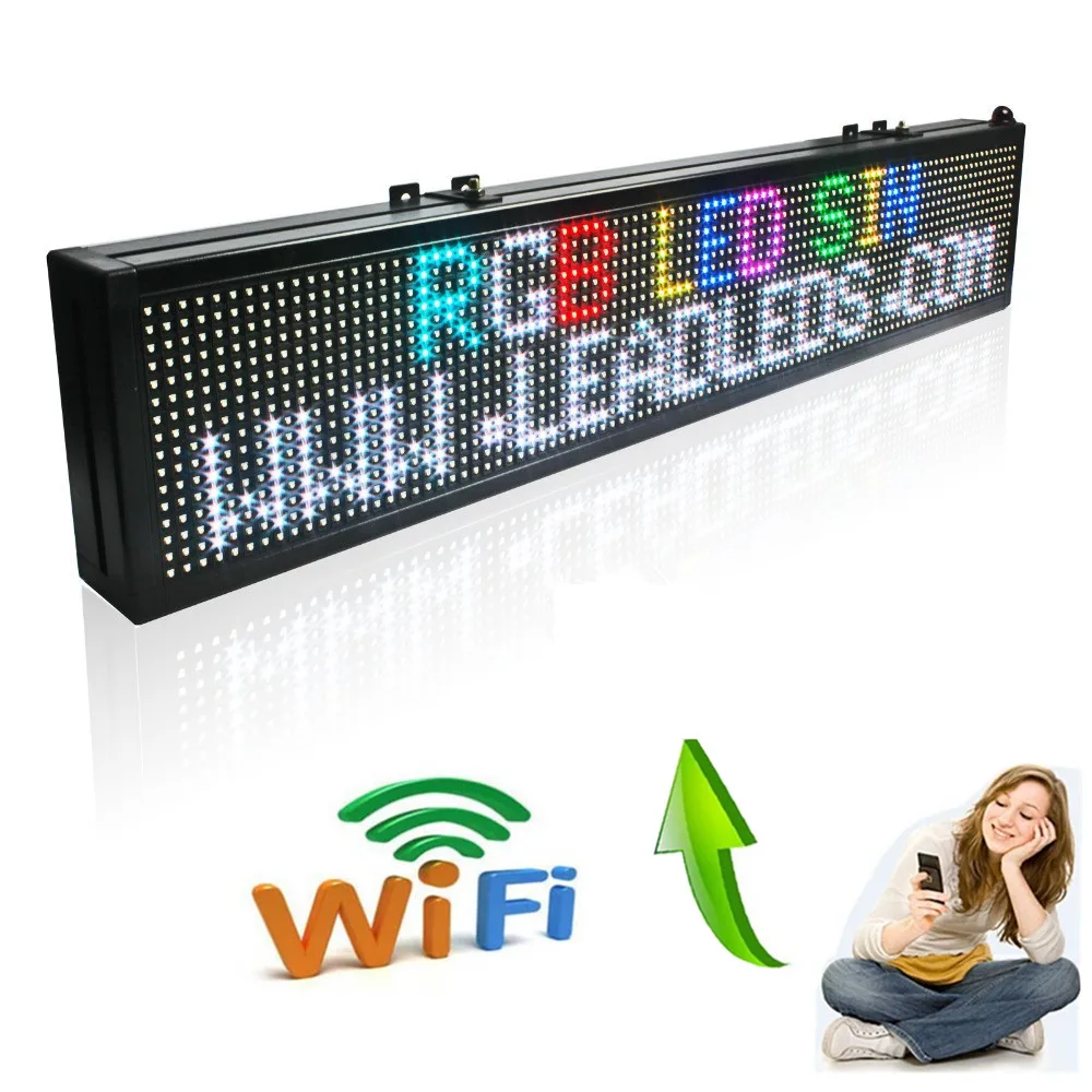 Pixel sem Fio Board para Shop Wifi Rgb Full Color P7.62 Interior Levou Mensagem Sinal Movente Scrolling Display & Janela 30 x 6-em 16*96