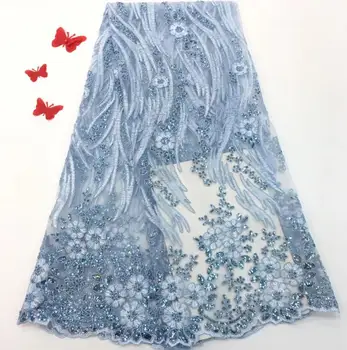 

fashionable 3d flower tulle embroidery french net lace fabric L-111520 for party dress