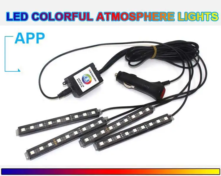 

Car LED Strip Light bluetooth aux Phone APP control car styling LED ambient lighting automotive interior light for Android iOS