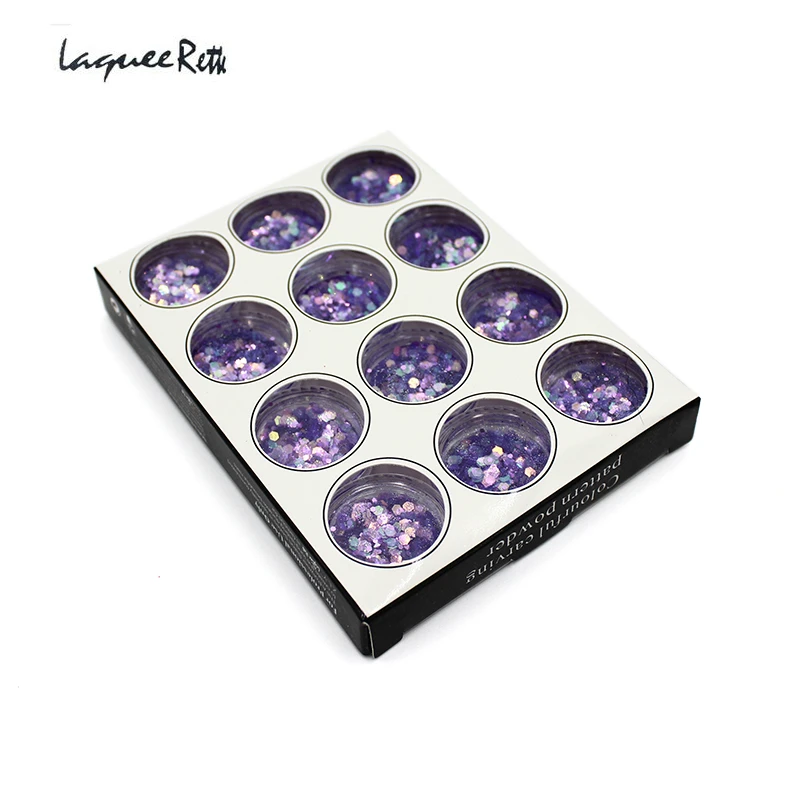 

12 Colors Shiny Nail Art Glitters Sequins Dark BLue Purple Nail Tip Dust Powder Manicure Nail Art Decoration