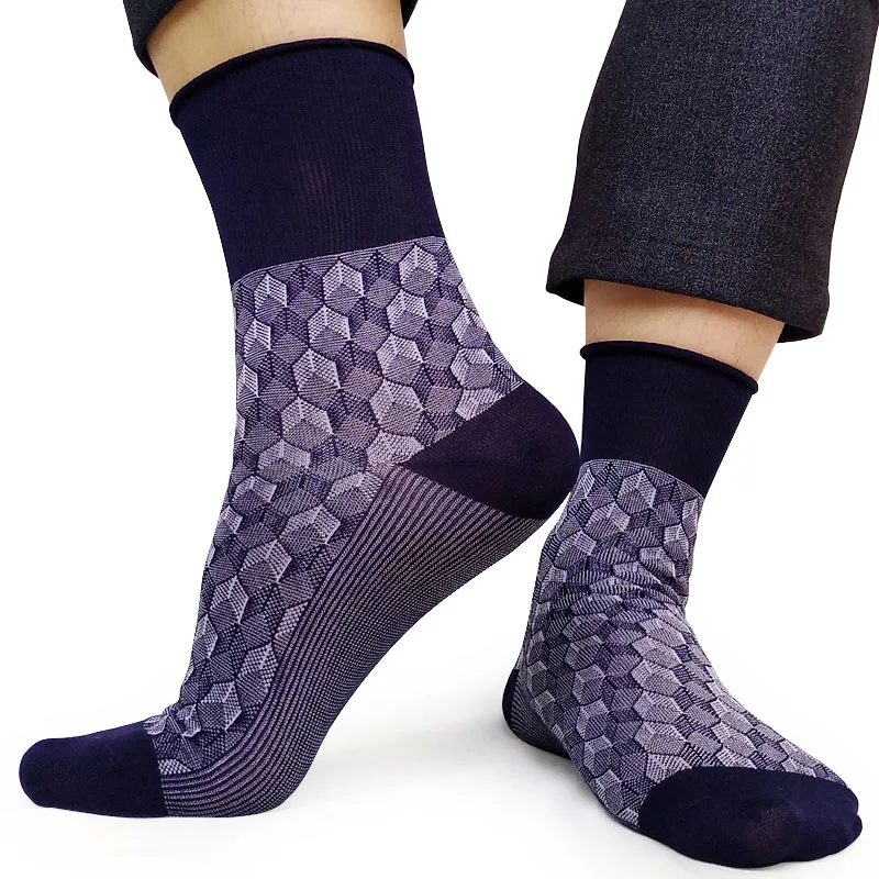 

Navy Mens Socks for Business Formal Dress High quality Male Socks Fetish Collection Sexy Exotic Plaid Breathable Male Long socks