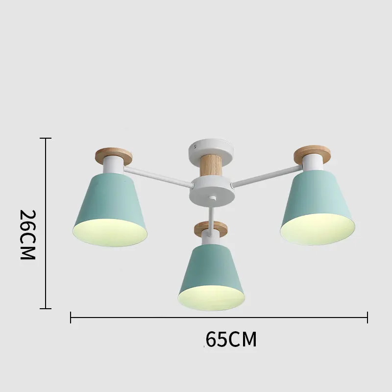 Деревянный Макарон романтичная люстра красочные современный простой Внутреннее освещение 3/6/8 в простом стиле для гостиной, спальни, лампа теплоты 0113 - Цвет абажура: aqua-3 head