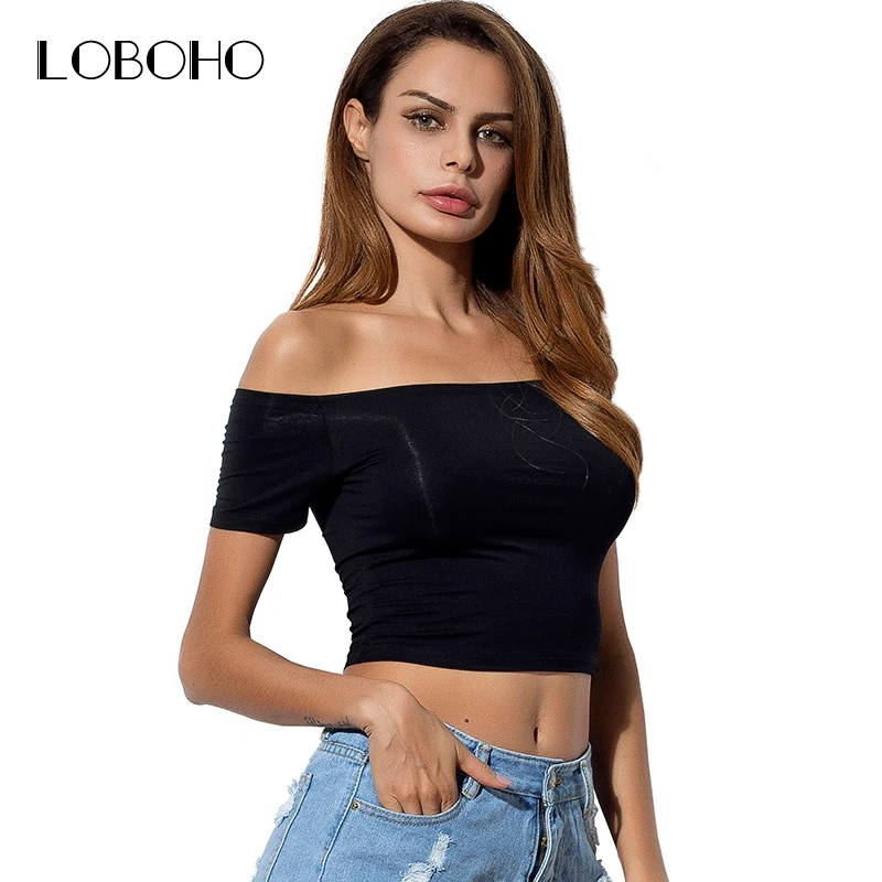 Buy Off Shoulder Crop Top T Shirt 2018 Fashion Sexy